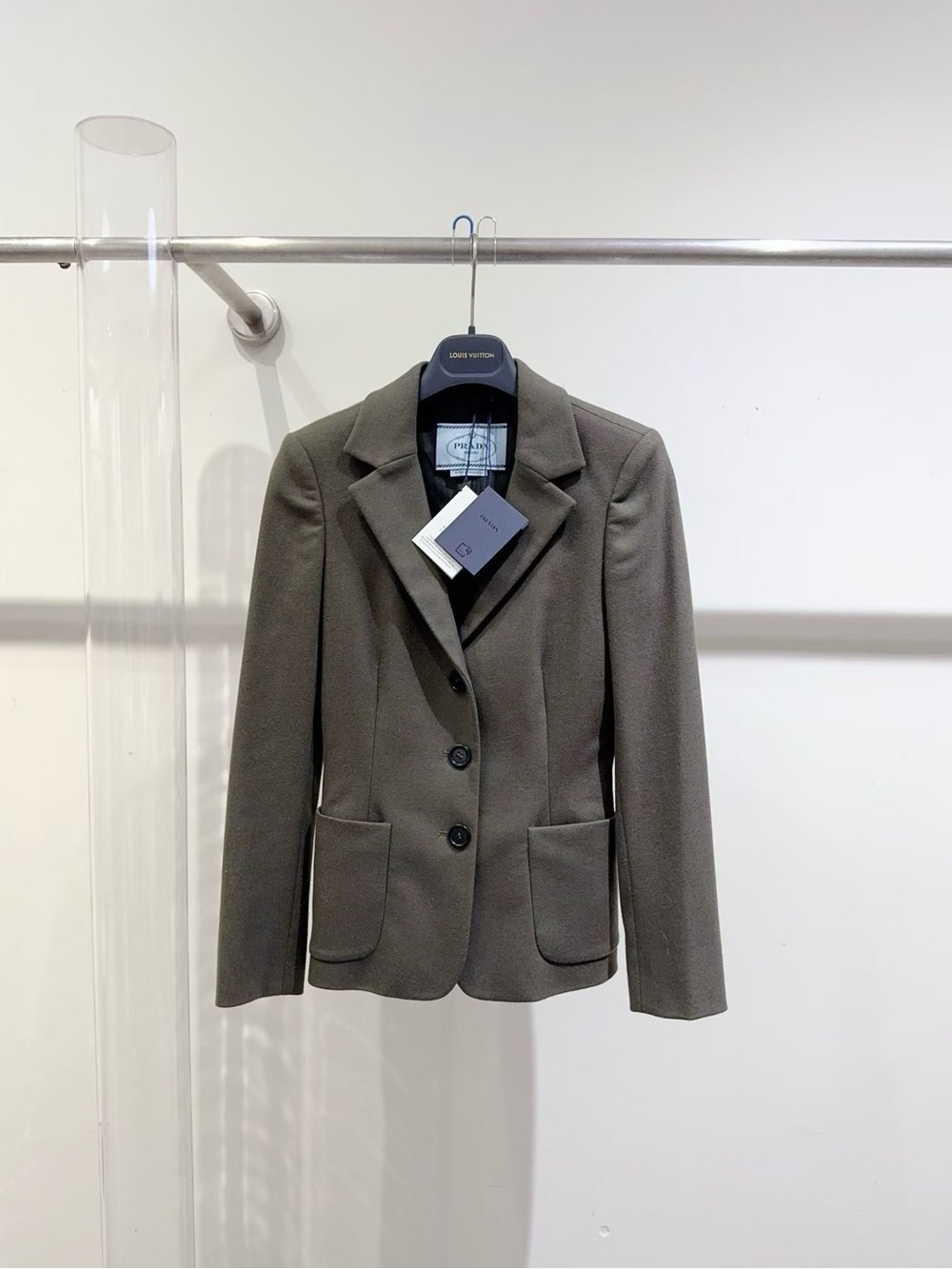 🚩steal Prada Olive Green Single-Breasted Tailored Blazer